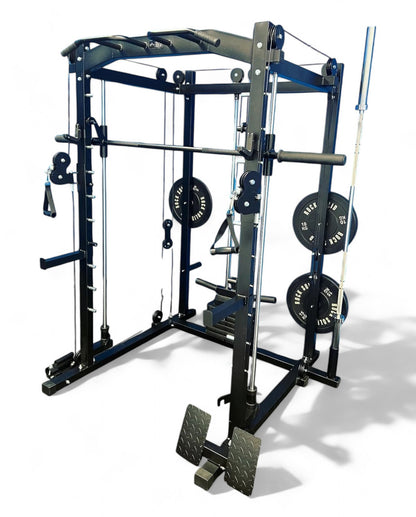 6 IN 1 POWER RACK WITH SMITH AND CABLE PULLEY MACHINE PACKAGE