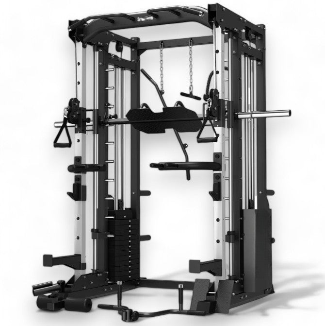 Rock Solid Fitness Equipment Weight Lifting Machines & Racks MULTIFUNCTIONAL POWER RACK WITH SMITH AND DUAL STACK CABLE MACHINE