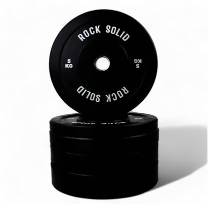 Rock Solid Fitness Equipment ROCK SOLID COMMERCIAL 100KG BLACK OLYMPIC RUBBER BUMPER PLATE PACKAGE