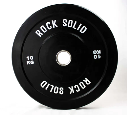 Rock Solid Fitness Equipment ROCK SOLID COMMERCIAL 10KG BLACK OLYMPIC RUBBER BUMPER PLATE